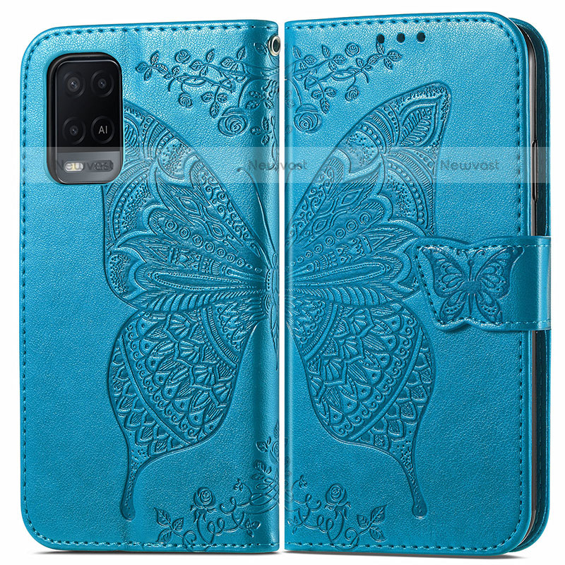 Leather Case Stands Butterfly Flip Cover Holder for Oppo A54 4G
