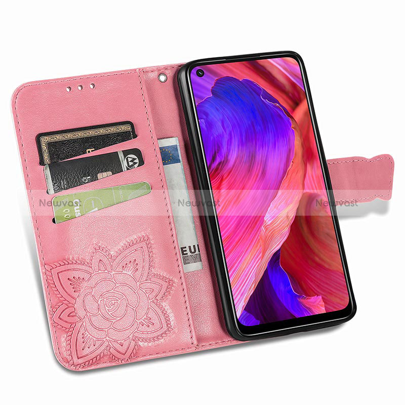 Leather Case Stands Butterfly Flip Cover Holder for Oppo A54 5G