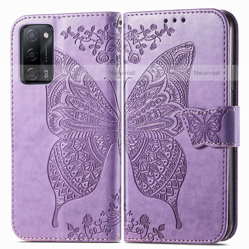 Leather Case Stands Butterfly Flip Cover Holder for Oppo A55 5G