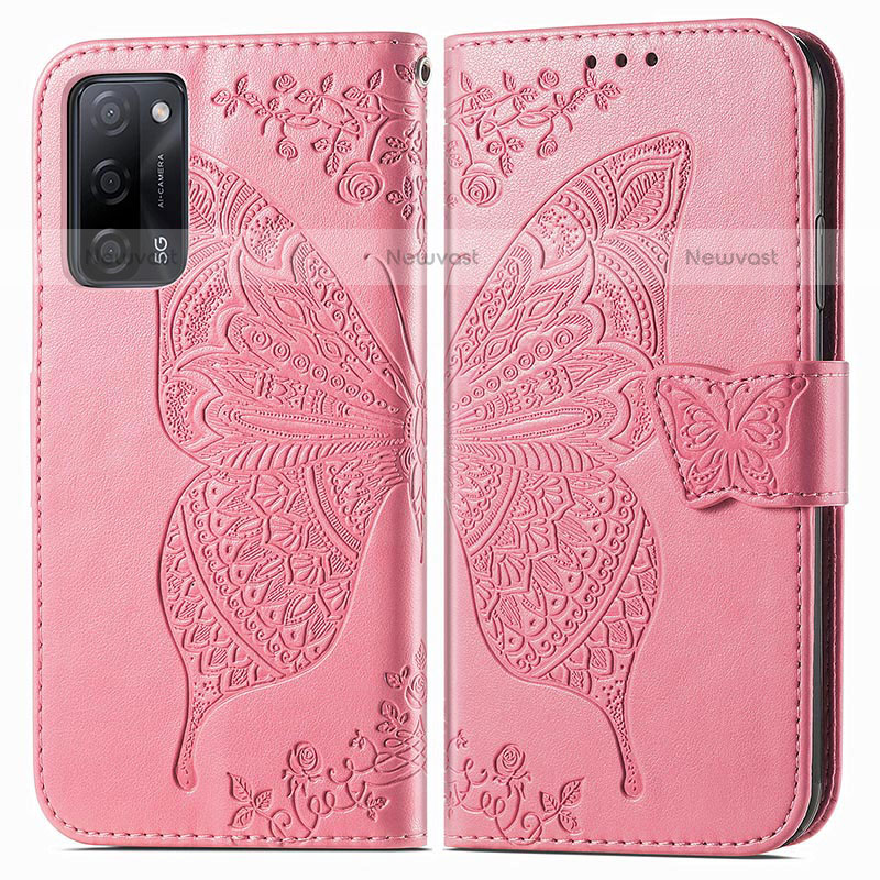 Leather Case Stands Butterfly Flip Cover Holder for Oppo A55 5G