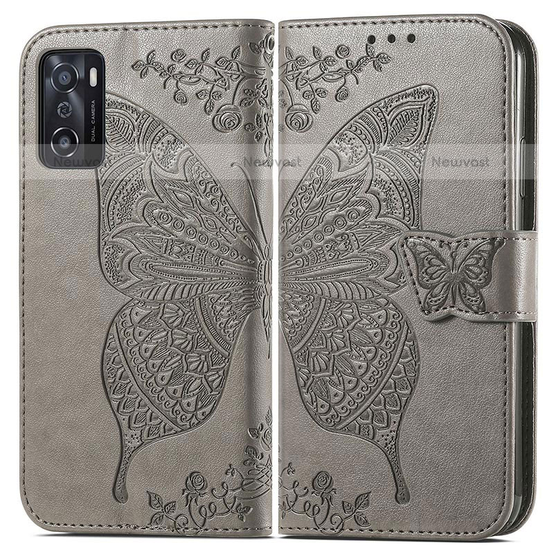 Leather Case Stands Butterfly Flip Cover Holder for Oppo A55S 5G