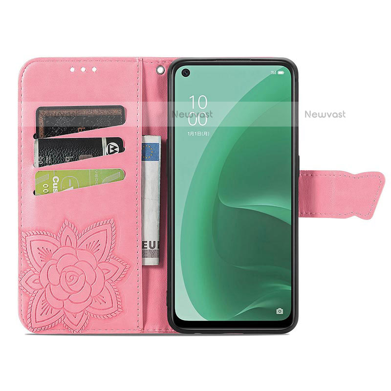 Leather Case Stands Butterfly Flip Cover Holder for Oppo A55S 5G