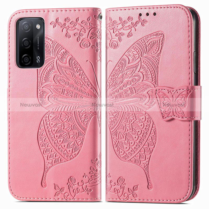 Leather Case Stands Butterfly Flip Cover Holder for Oppo A56 5G