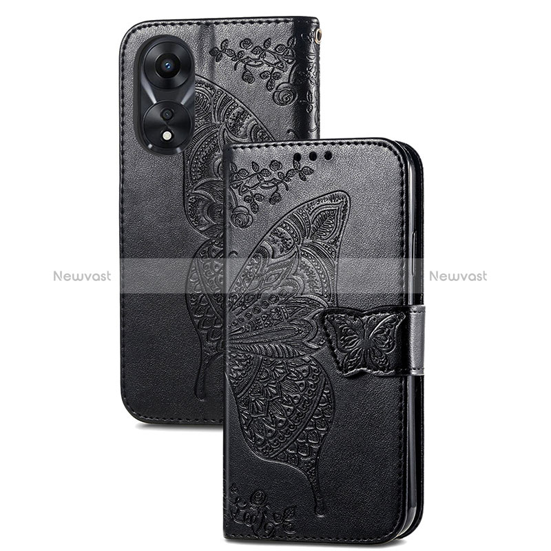 Leather Case Stands Butterfly Flip Cover Holder for Oppo A58 4G