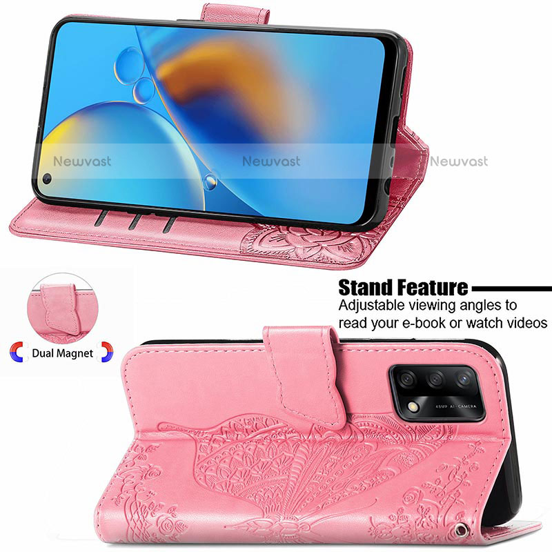 Leather Case Stands Butterfly Flip Cover Holder for Oppo A74 4G