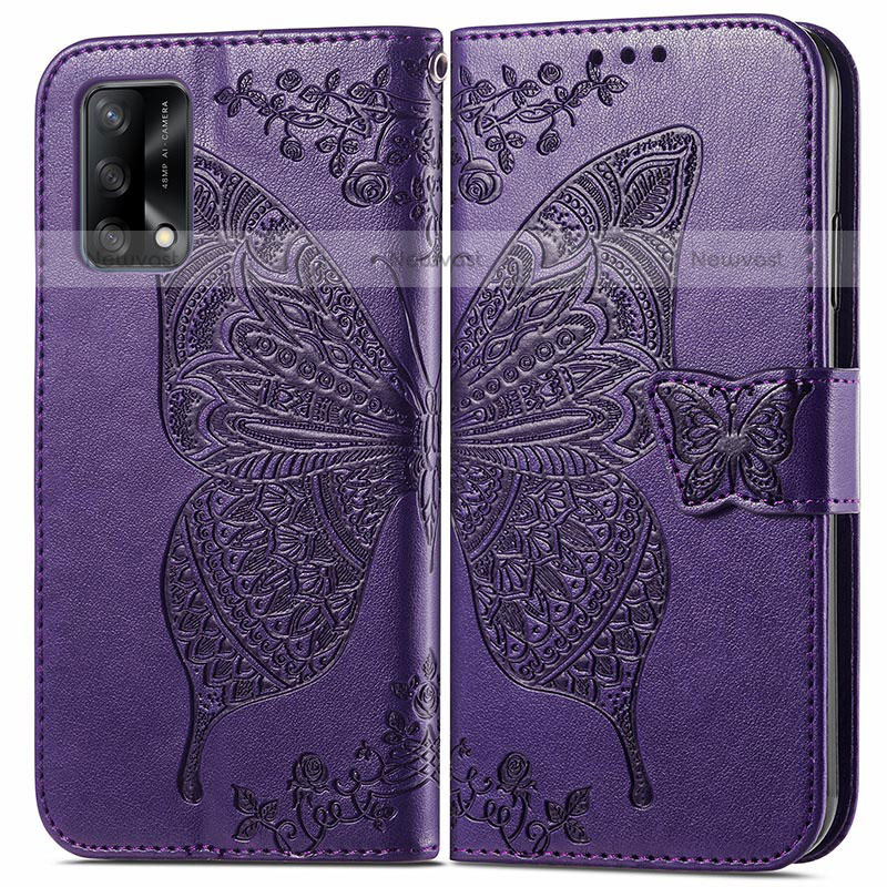 Leather Case Stands Butterfly Flip Cover Holder for Oppo A74 4G