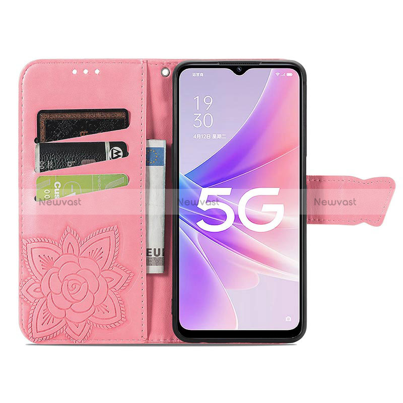 Leather Case Stands Butterfly Flip Cover Holder for Oppo A77 5G