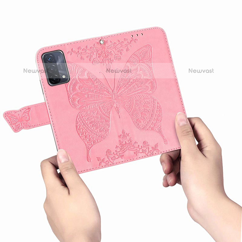 Leather Case Stands Butterfly Flip Cover Holder for Oppo A93 5G