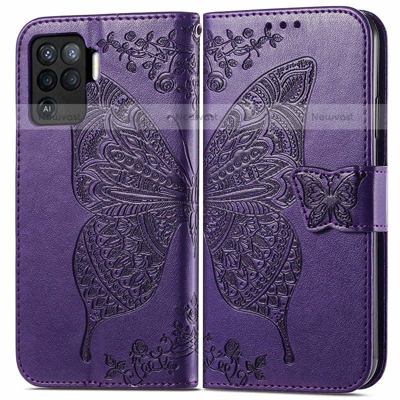 Leather Case Stands Butterfly Flip Cover Holder for Oppo A94 4G