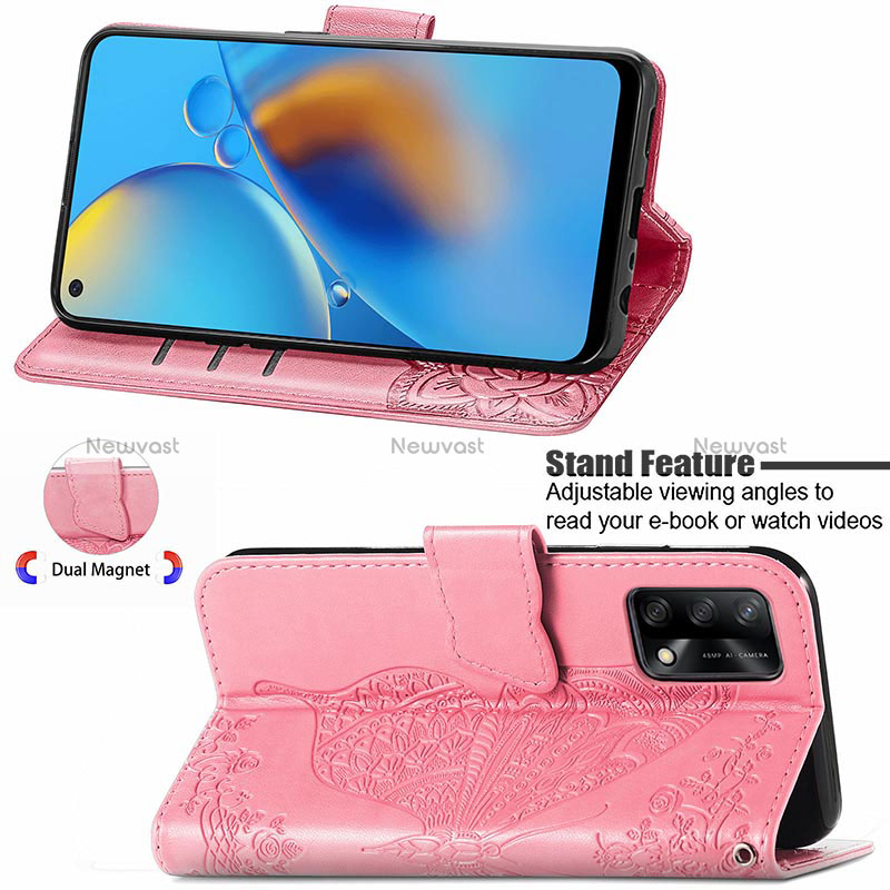 Leather Case Stands Butterfly Flip Cover Holder for Oppo A95 4G