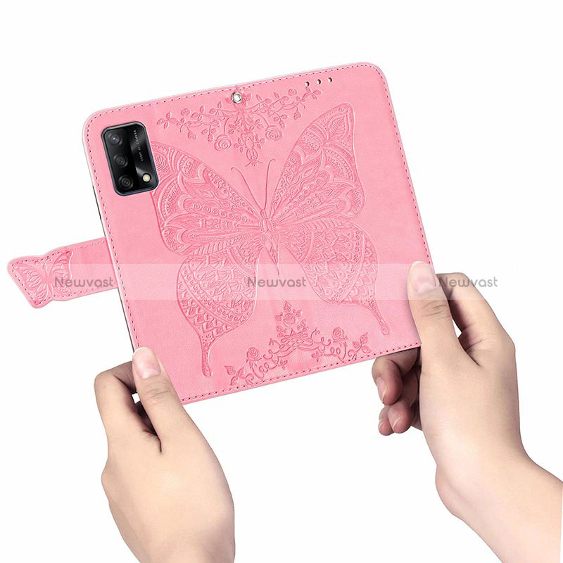 Leather Case Stands Butterfly Flip Cover Holder for Oppo A95 4G