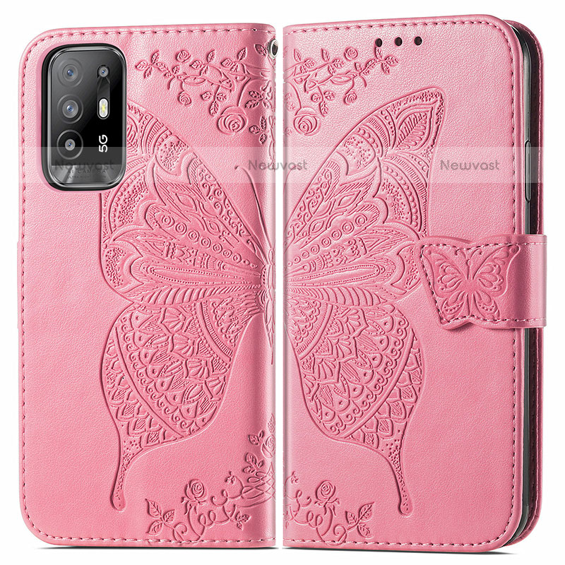 Leather Case Stands Butterfly Flip Cover Holder for Oppo A95 5G