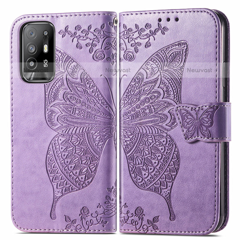 Leather Case Stands Butterfly Flip Cover Holder for Oppo A95 5G