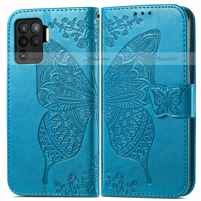 Leather Case Stands Butterfly Flip Cover Holder for Oppo F19 Pro