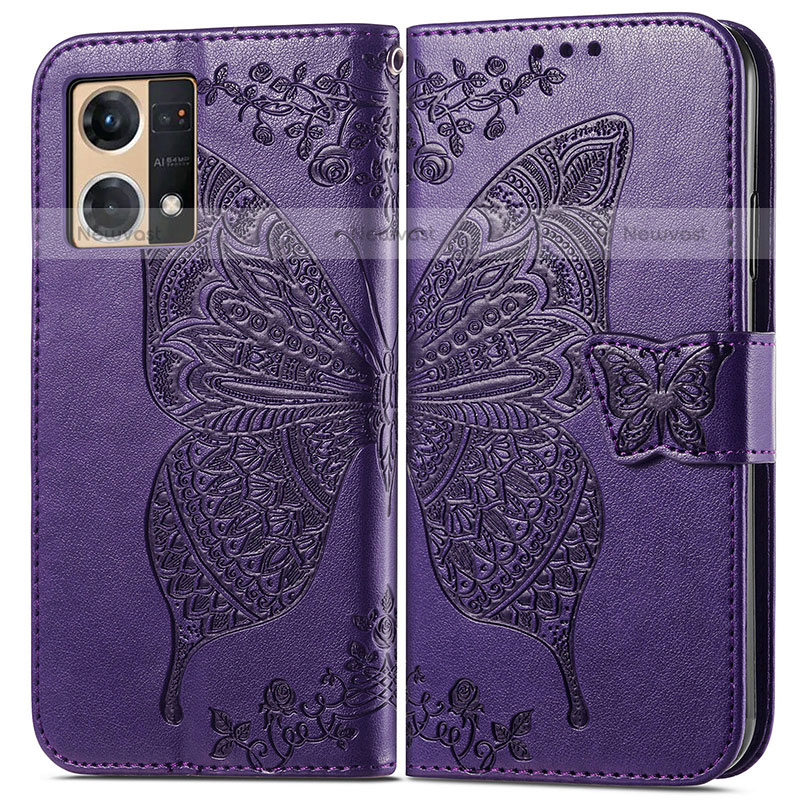 Leather Case Stands Butterfly Flip Cover Holder for Oppo F21 Pro 4G