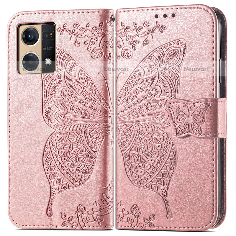 Leather Case Stands Butterfly Flip Cover Holder for Oppo F21 Pro 4G