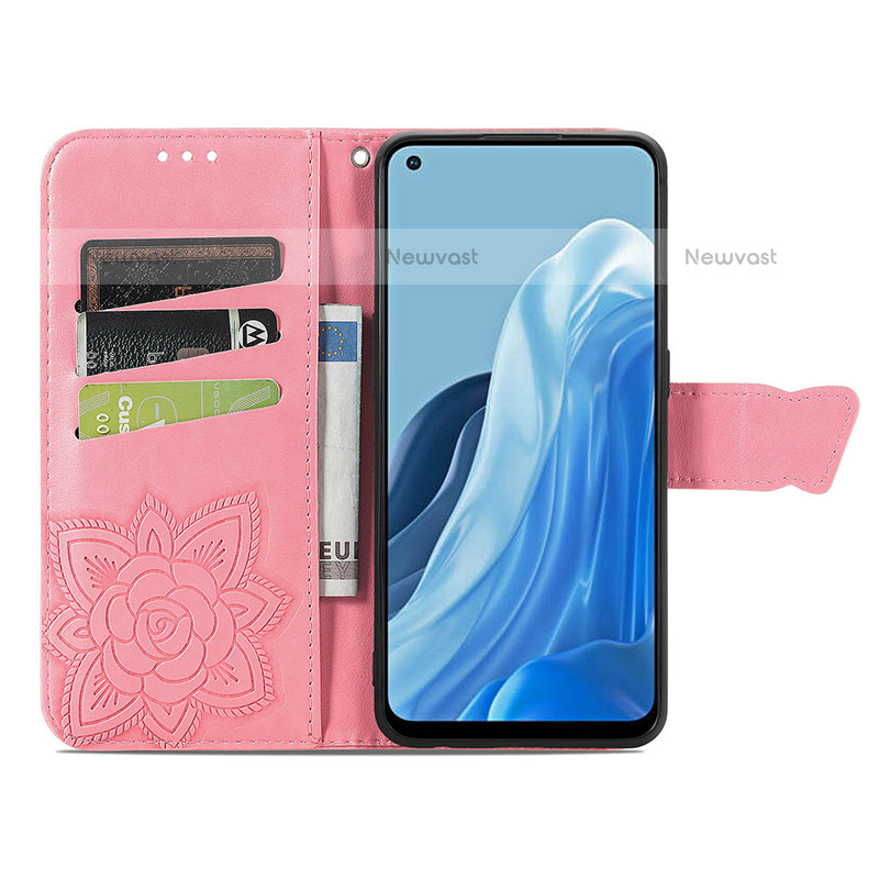 Leather Case Stands Butterfly Flip Cover Holder for Oppo F21 Pro 4G