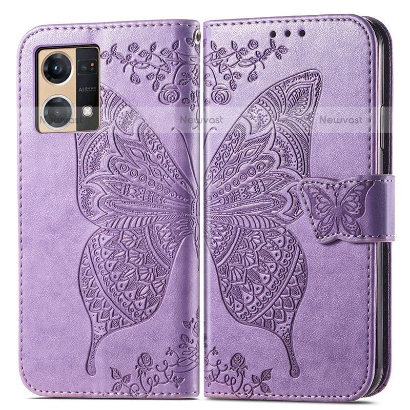 Leather Case Stands Butterfly Flip Cover Holder for Oppo F21s Pro 4G