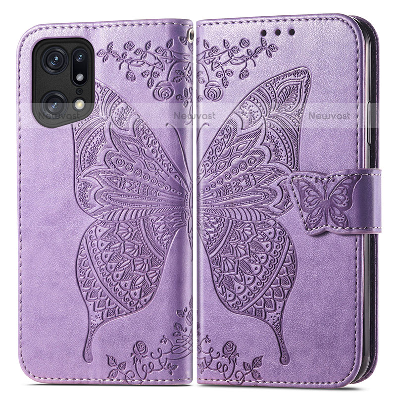 Leather Case Stands Butterfly Flip Cover Holder for Oppo Find X5 Pro 5G