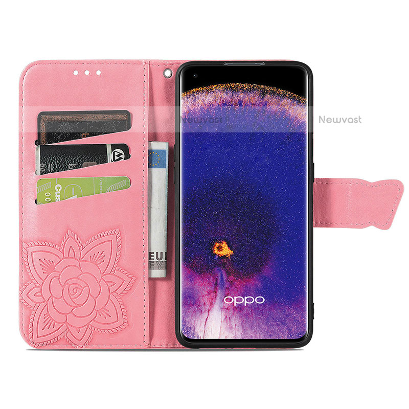 Leather Case Stands Butterfly Flip Cover Holder for Oppo Find X5 Pro 5G