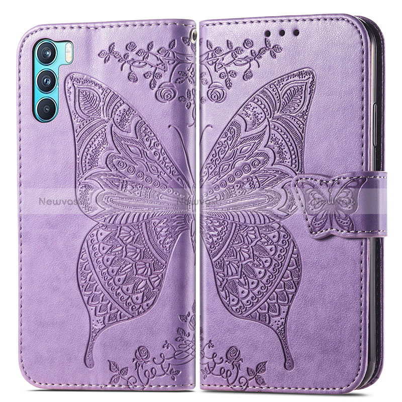 Leather Case Stands Butterfly Flip Cover Holder for Oppo K9 Pro 5G