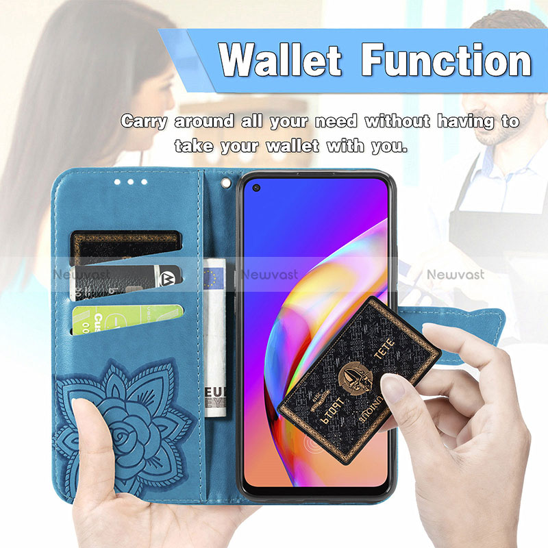 Leather Case Stands Butterfly Flip Cover Holder for Oppo Reno5 Lite