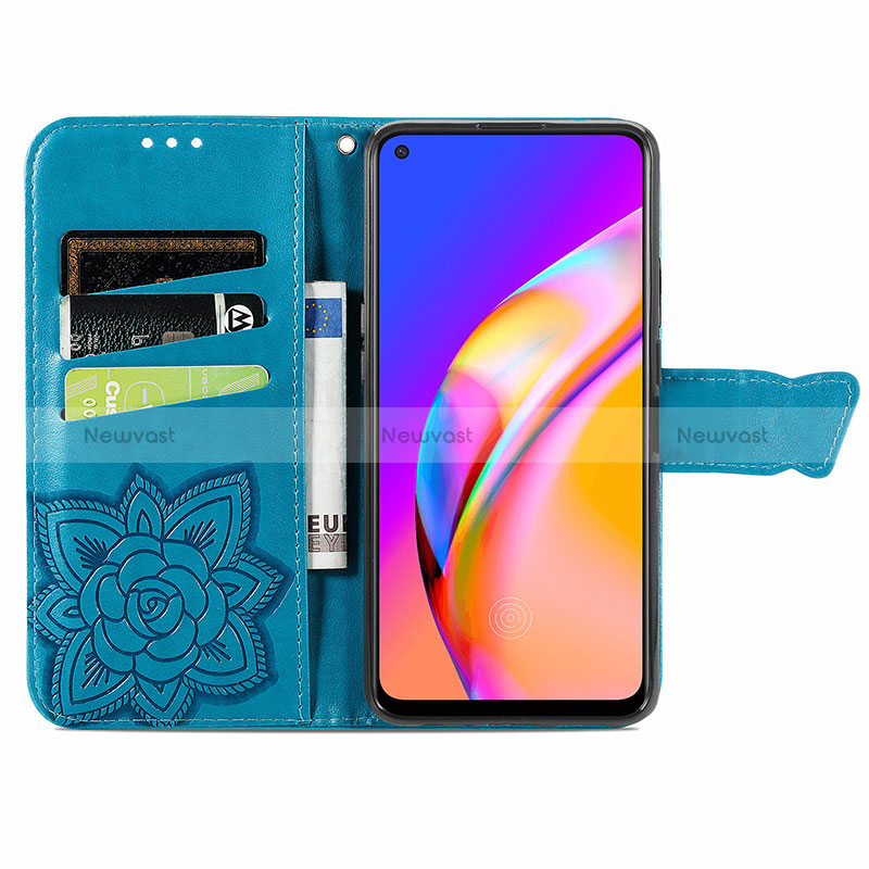 Leather Case Stands Butterfly Flip Cover Holder for Oppo Reno5 Lite