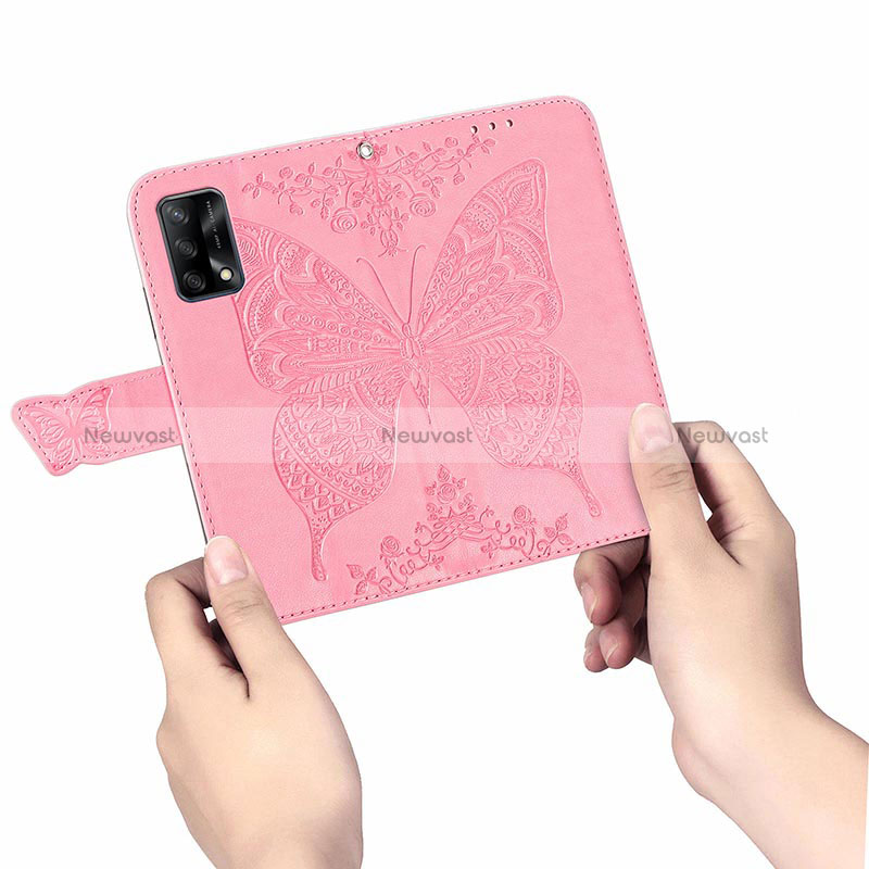 Leather Case Stands Butterfly Flip Cover Holder for Oppo Reno6 Lite