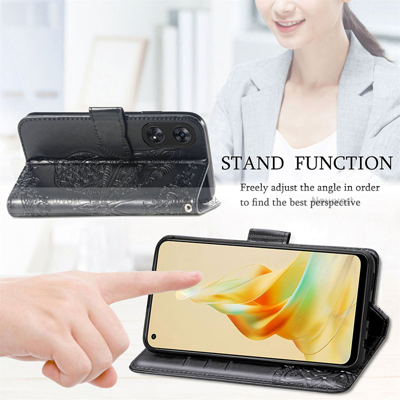 Leather Case Stands Butterfly Flip Cover Holder for Oppo Reno8 T 4G