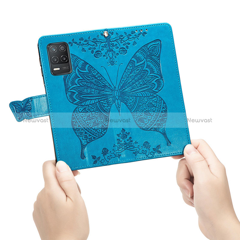 Leather Case Stands Butterfly Flip Cover Holder for Realme 8 5G