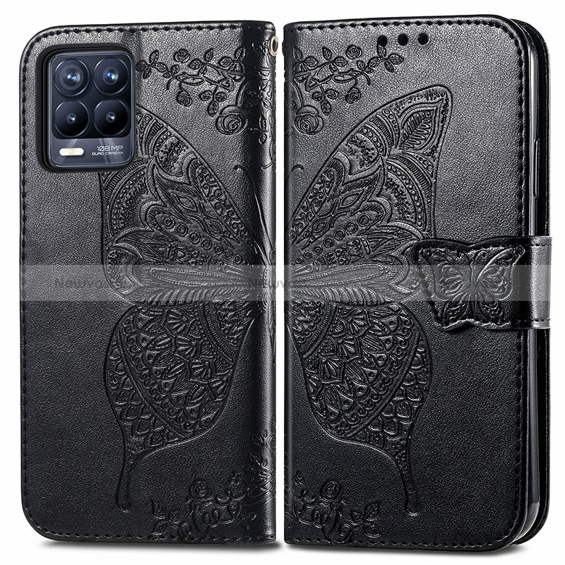 Leather Case Stands Butterfly Flip Cover Holder for Realme 8 Pro