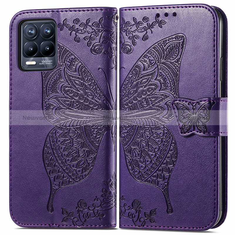 Leather Case Stands Butterfly Flip Cover Holder for Realme 8 Pro