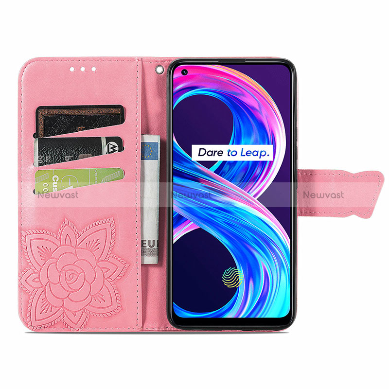 Leather Case Stands Butterfly Flip Cover Holder for Realme 8 Pro