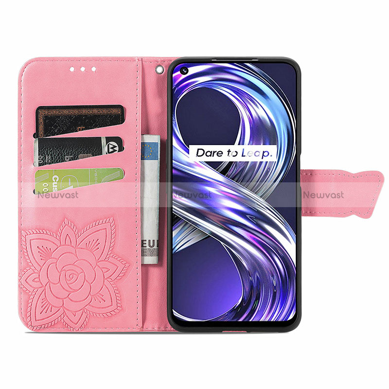 Leather Case Stands Butterfly Flip Cover Holder for Realme 8i