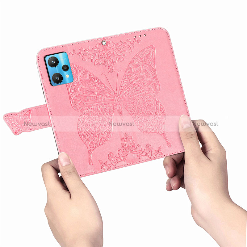 Leather Case Stands Butterfly Flip Cover Holder for Realme 9 Pro+ Plus 5G