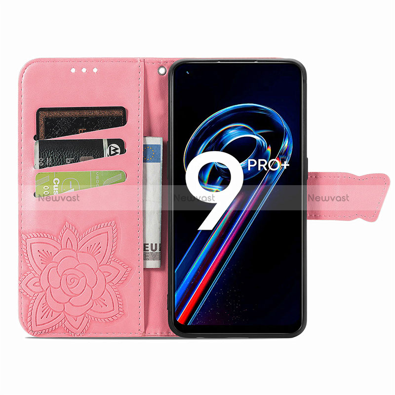 Leather Case Stands Butterfly Flip Cover Holder for Realme 9 Pro+ Plus 5G