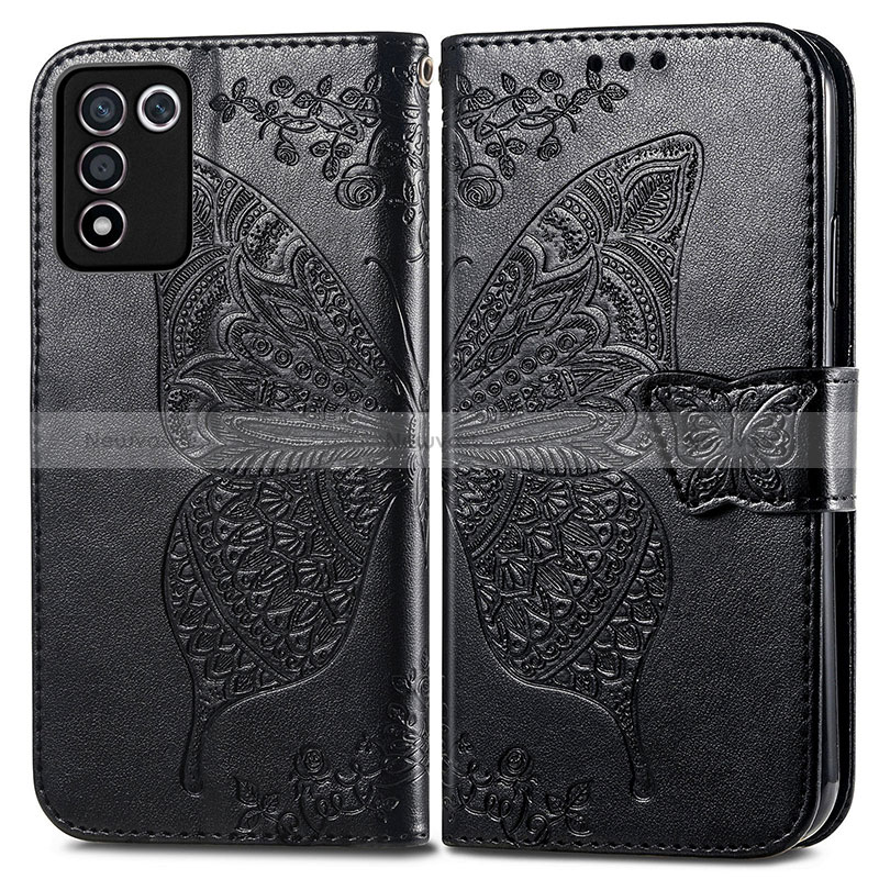 Leather Case Stands Butterfly Flip Cover Holder for Realme 9 SE 5G Black