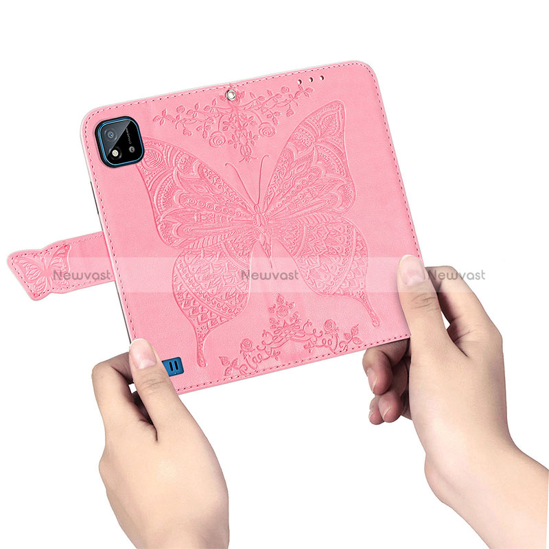 Leather Case Stands Butterfly Flip Cover Holder for Realme C20