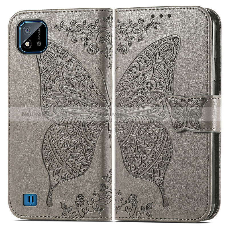 Leather Case Stands Butterfly Flip Cover Holder for Realme C20A