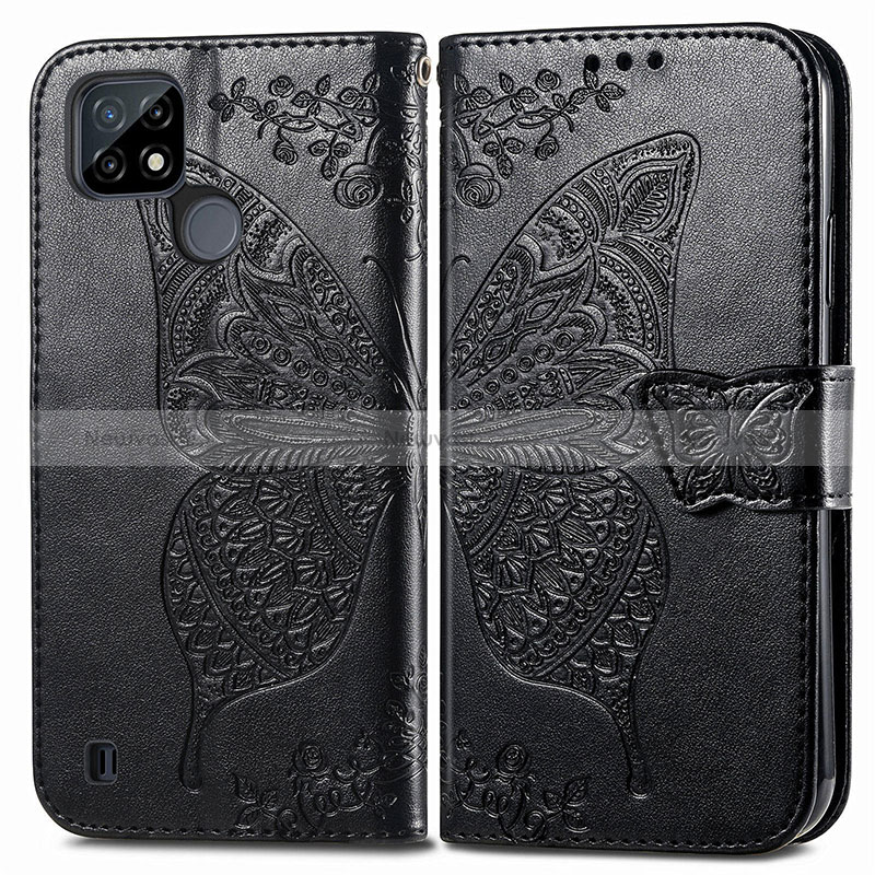 Leather Case Stands Butterfly Flip Cover Holder for Realme C21Y