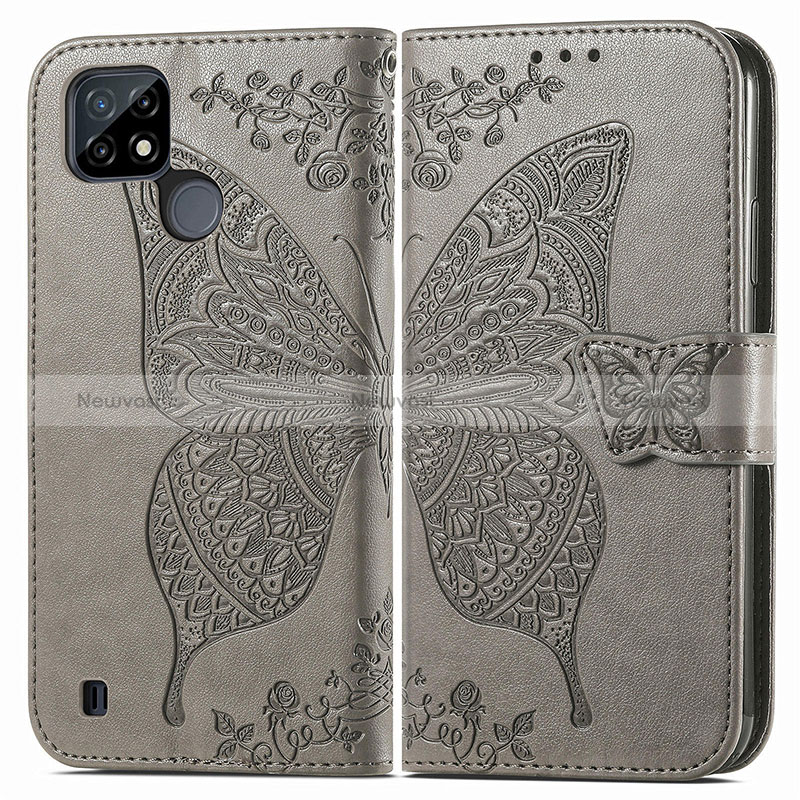 Leather Case Stands Butterfly Flip Cover Holder for Realme C21Y