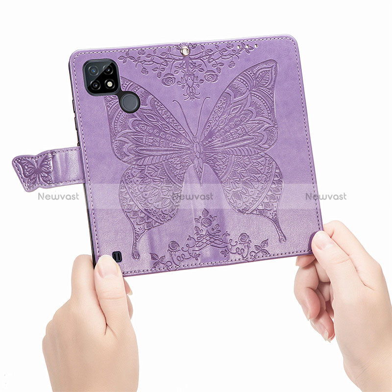 Leather Case Stands Butterfly Flip Cover Holder for Realme C25Y India