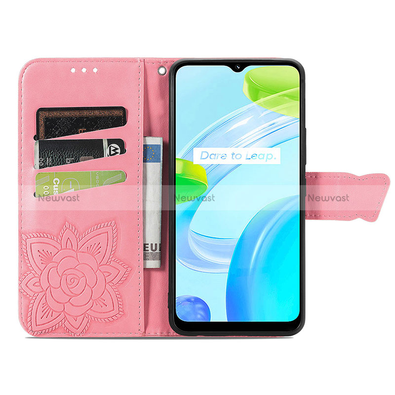 Leather Case Stands Butterfly Flip Cover Holder for Realme C30