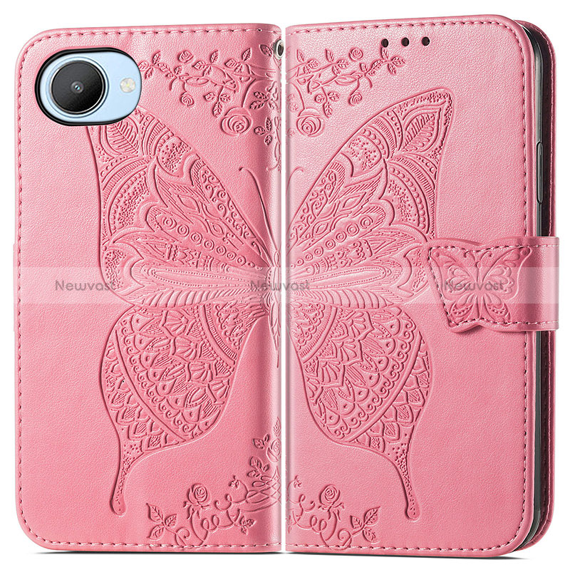 Leather Case Stands Butterfly Flip Cover Holder for Realme C30s