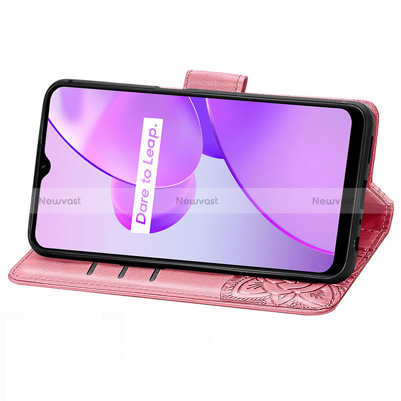 Leather Case Stands Butterfly Flip Cover Holder for Realme C31