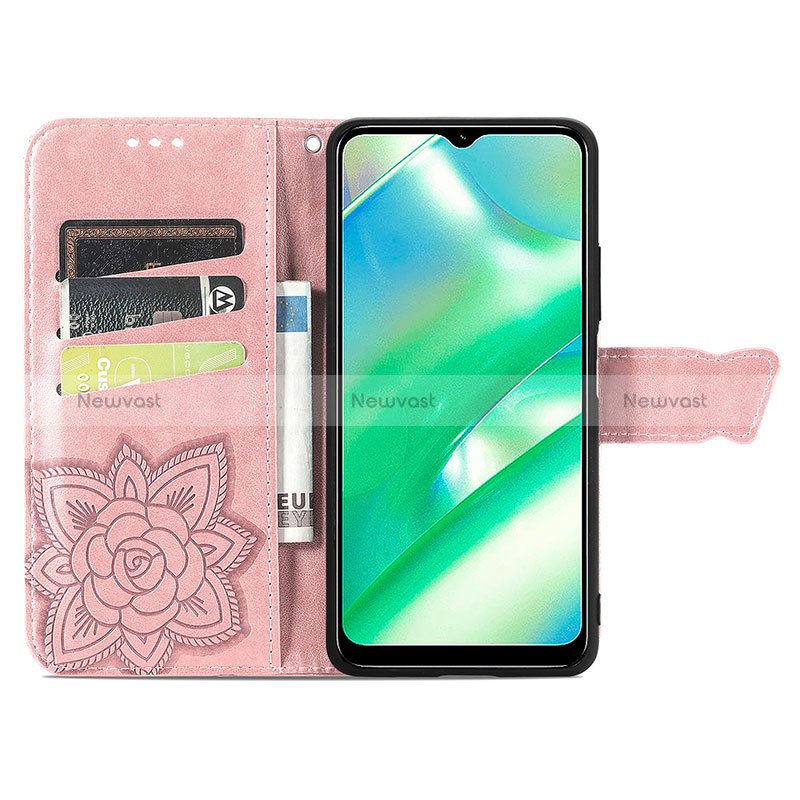 Leather Case Stands Butterfly Flip Cover Holder for Realme C33