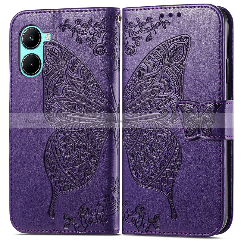 Leather Case Stands Butterfly Flip Cover Holder for Realme C33 (2023)