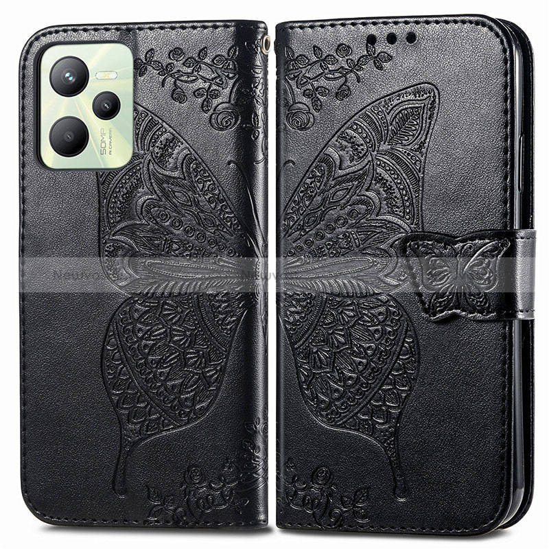 Leather Case Stands Butterfly Flip Cover Holder for Realme C35