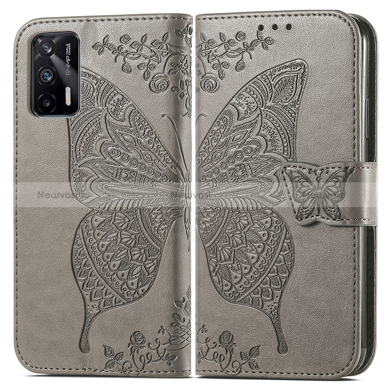 Leather Case Stands Butterfly Flip Cover Holder for Realme GT Neo 5G Gray