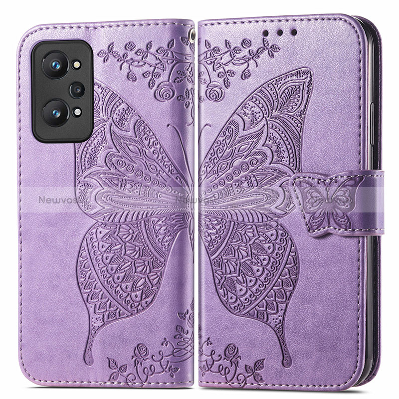 Leather Case Stands Butterfly Flip Cover Holder for Realme GT Neo2 5G Clove Purple